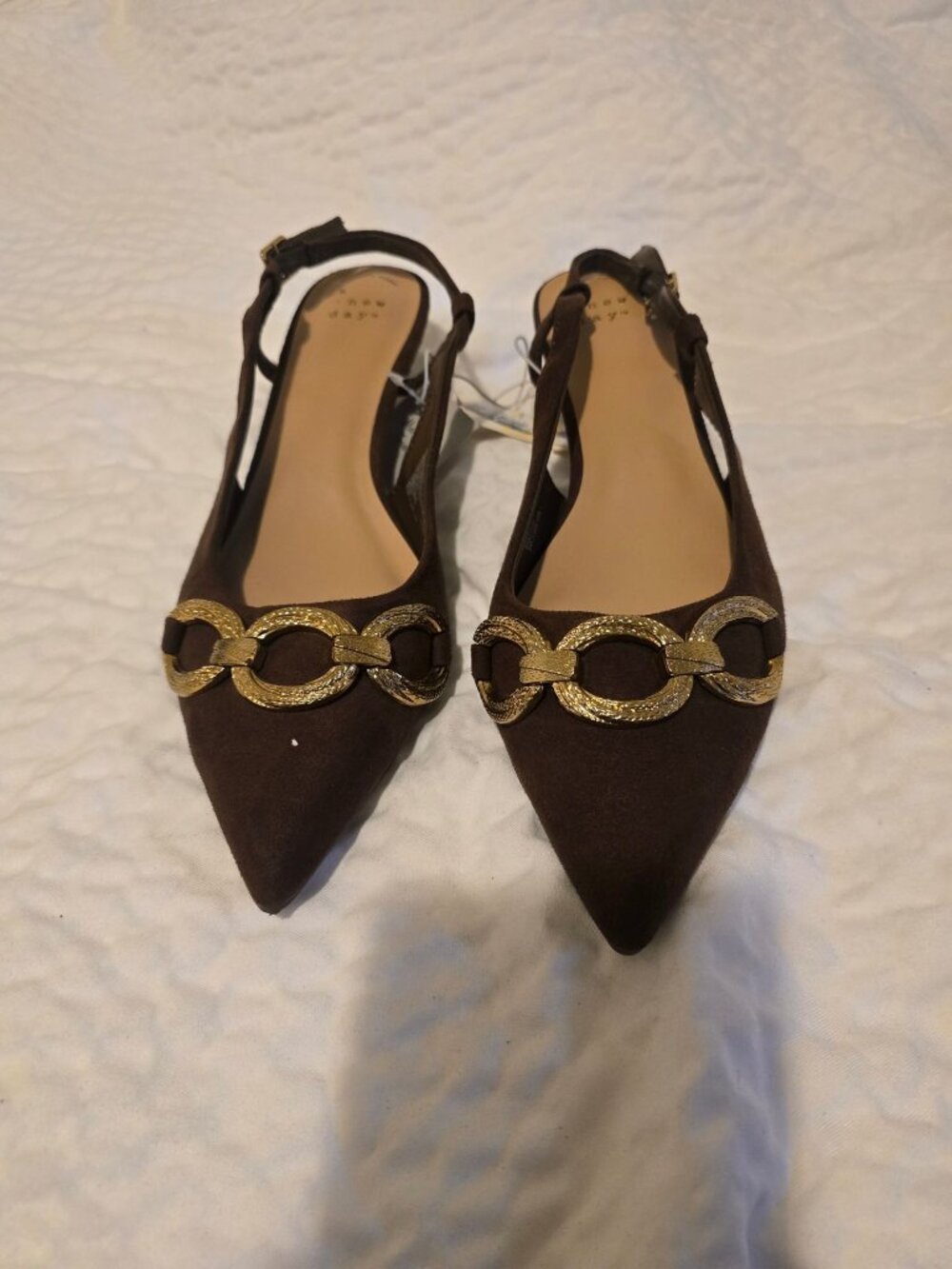 Women's Tabitha Oversized Chain Sling Back Heels with Memory Foam Insole - a New - Picture 2 of 6